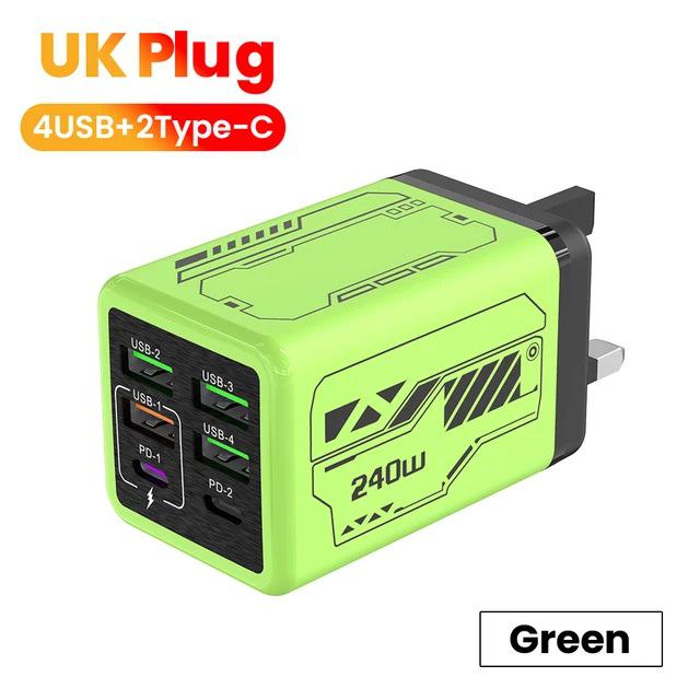 240W Multi-Port Smart Travel Charger with 4 USB-A & 2 USB-C PD Ports