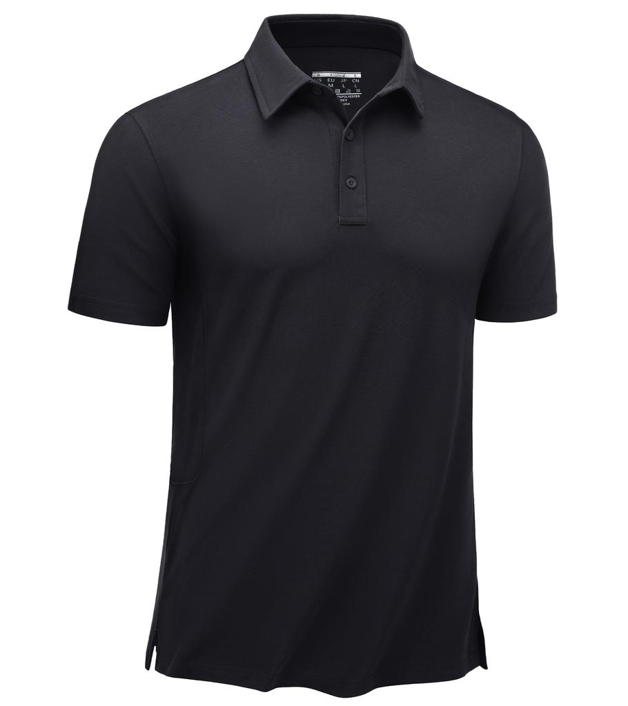 KEFITEVD Short Sleeve Polo Plus XL Men's Shirt, Size, Cooling, Collared, Quick-Drying, Stretch, Golf, Sports, Military, Hiking, Training, Black,