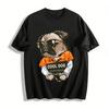 Cool Dog Print Casual Short Sleeve Top With Sunglasses Pug Pure Cotton T-shirt