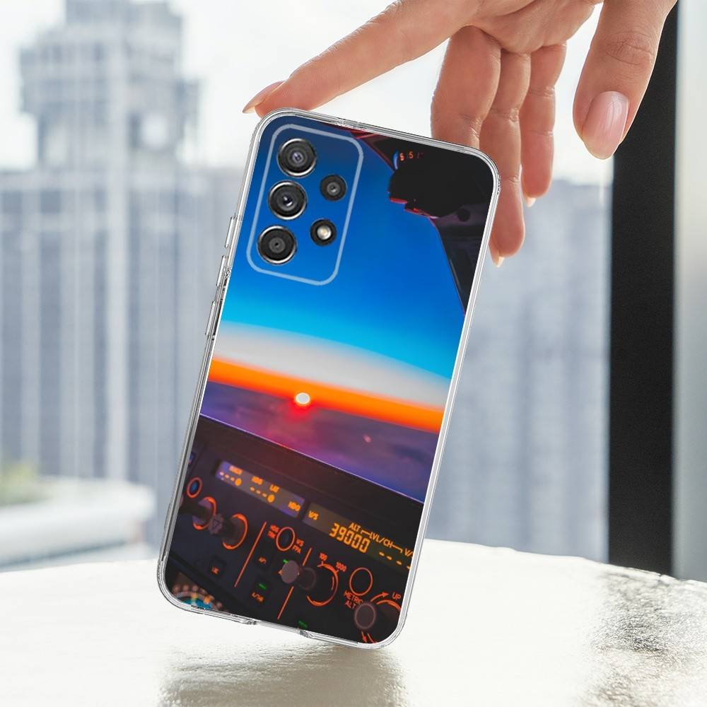 Aviation Cockpit Pilot Phone Case For Samsung A30,71,51,S9,10,20,Ultra,FE,Lite,S25,24,22,23,21,PIus,Transparent, Silicone