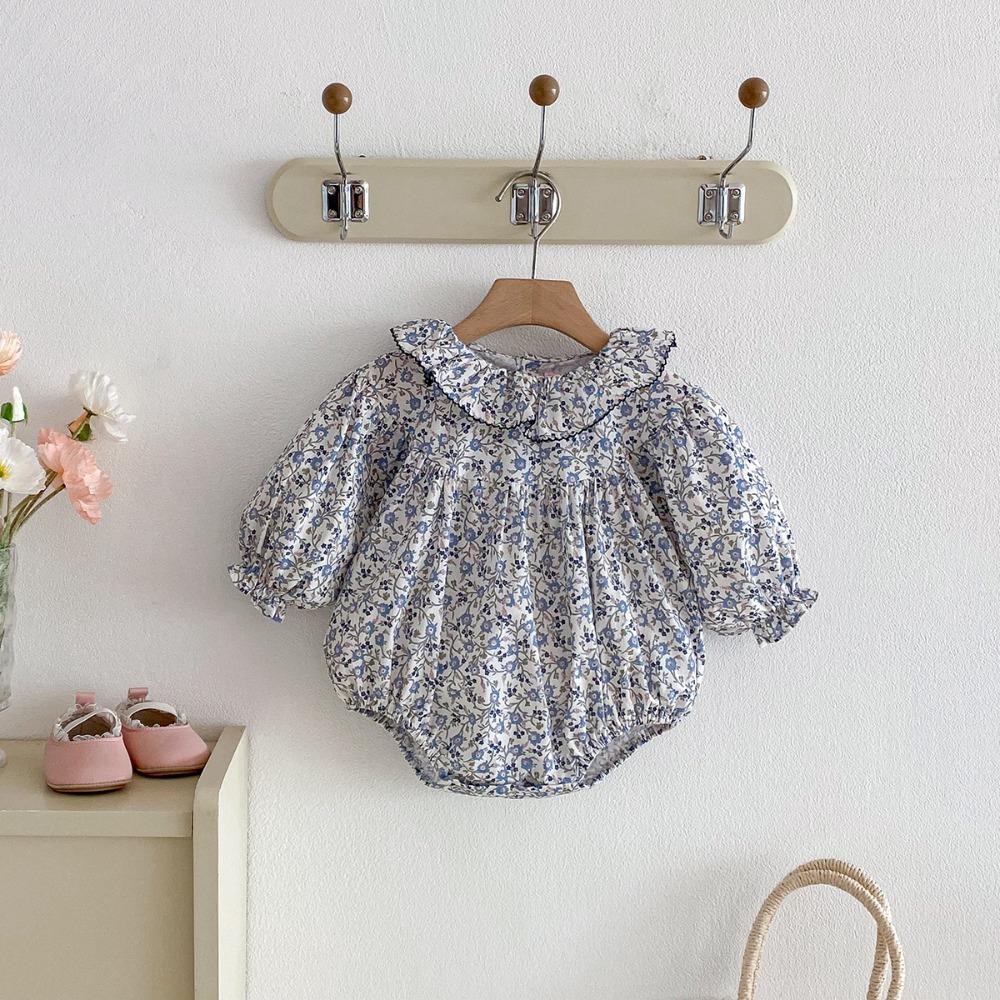 Skin-Friendly Summer Baby Girl Bodysuit Boneless Design Suspender Bodysuit Summer Season 66cm синий