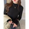 Sweater Women Solid Autumn Winter Mid Neck Basic Pullover Soft Half High Collar Long Sleeve Knit Pullovers Tops