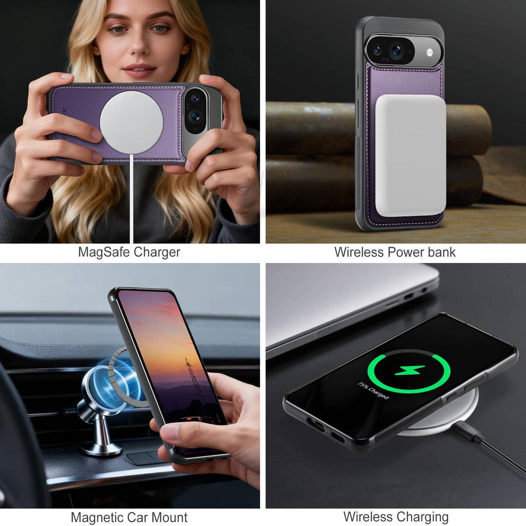 For Google Pixel 10 9 Pro XL 9A 10 9 Case Wallet with Magnetic, RFID Blocking Card Holder 2 in 1 Detachable Kickstand Shockproof