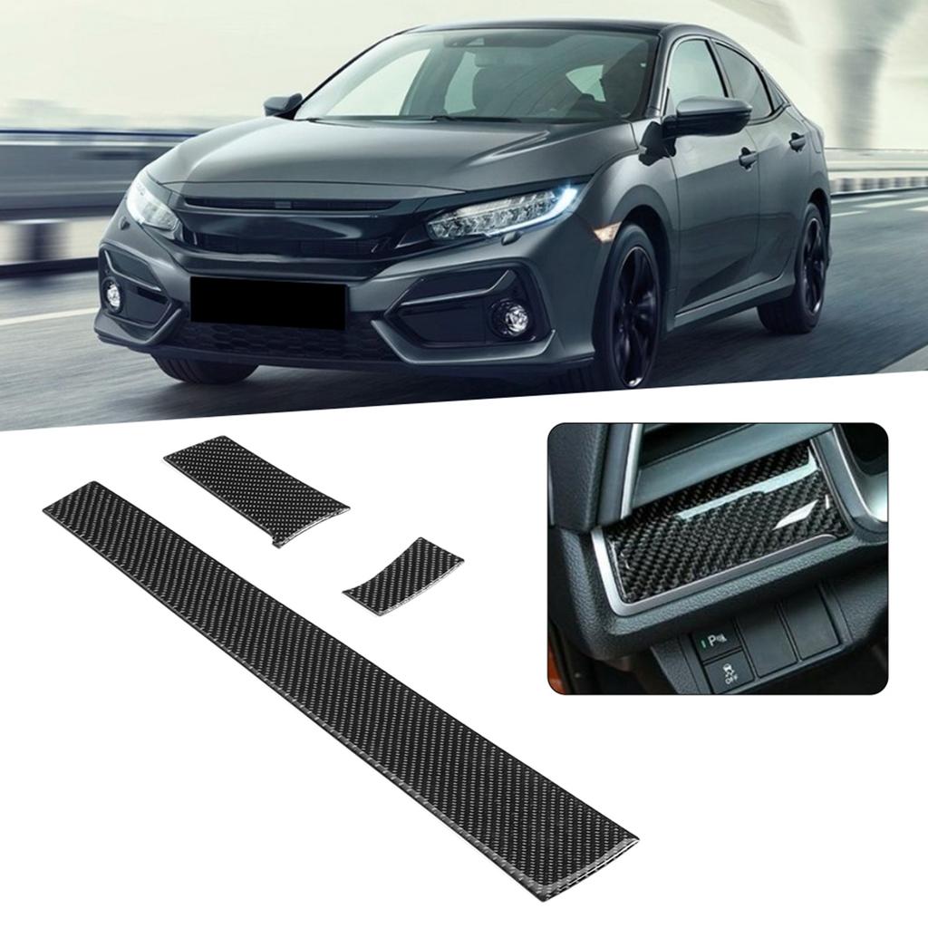 3tlg. Satz Mittelkonsolenverkleidungen Echte Kohlefaser Armaturenbrettabdeckungen Aufkleber Passend für Honda Civic