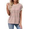 Women's Spring/Summer Leisure Stripe Printed Round Neck Short Sleeve Loose T-shirt