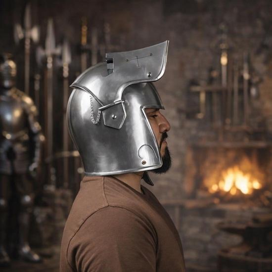 Knight Barbuta Helmet 18 Gauge Steel Medieval Armor with Visor for Reenactment, LARP Halloween