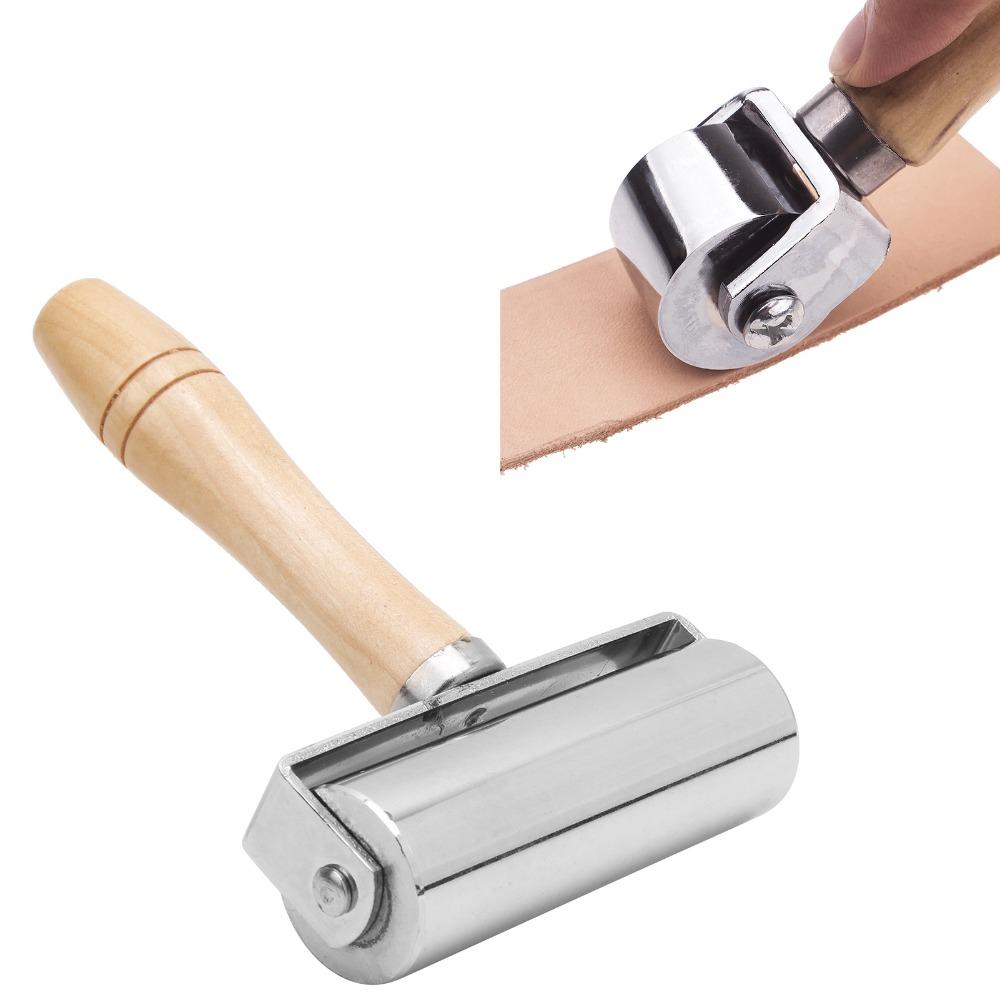 Wooden Handle Leather Seam Roller 100mm / 3.94in Leather Craft Roller For Handmade Hobby