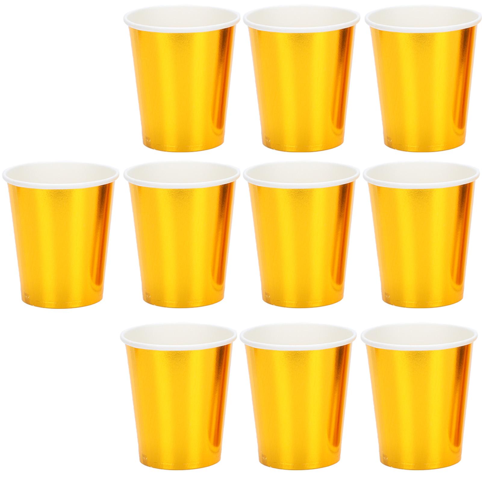 

20 шт. бумажные стаканчики для питья, компостируемая чашка, перерабатываемая чашка для сока для вечеринки, кофе, чая Gold золотой