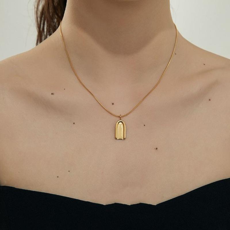 Original Design Trendy Geometry Minimalist Necklace Retro Glossy Stacking Style Collar Chain Men'S And Women'S Pendants Jewelry