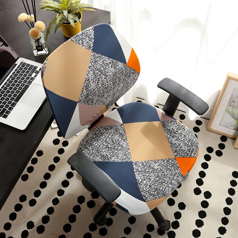 Elastic Armchair Computer Chair Cover Stretch Spandex Office Chair Slipcover Geometric Print Split Seat Covers for Living Room