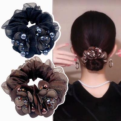 Strass-Blumen-Haargummis, Spitzen-Haargummis, elegante elastische Haarbänder, Partys, täglicher Gebrauch