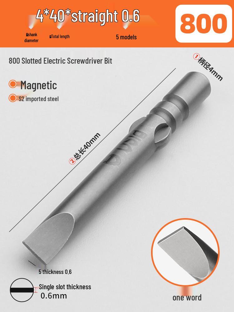 Magnetic 4mm Electric Screwdriver Bit with 800 Internal Hexagon, 5-Star Slotted, and Triangular Bit, 3C