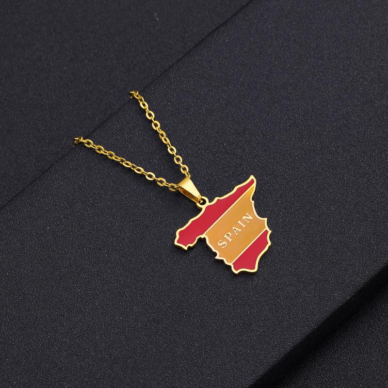 Hot-Selling Geometric Ethnic Style Stainless Steel Necklace with Spain Pendant for Couples