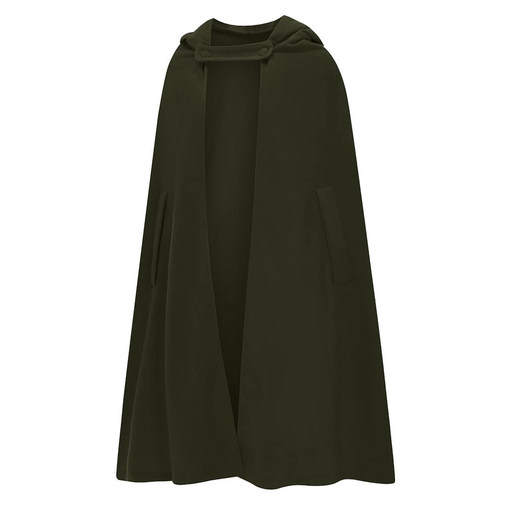 Gothic Open Front Hooded Cardigan Women  Long Coat Solid Color Cloak Cape Winter Outdoor Jackets