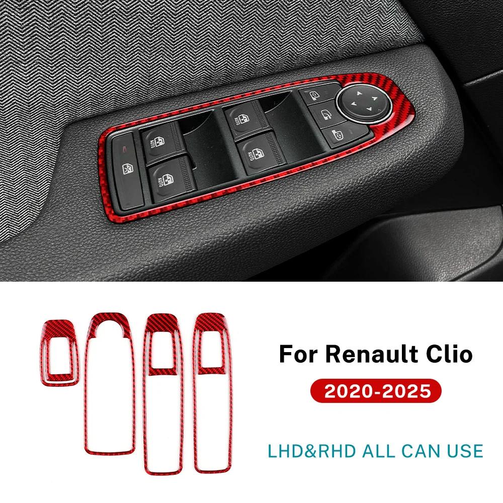 Real Soft Carbon Fiber Sticker LHD RHD Trim For Renault Clio 5 MK5 2024 2025 Car Window Lift Panel Frame