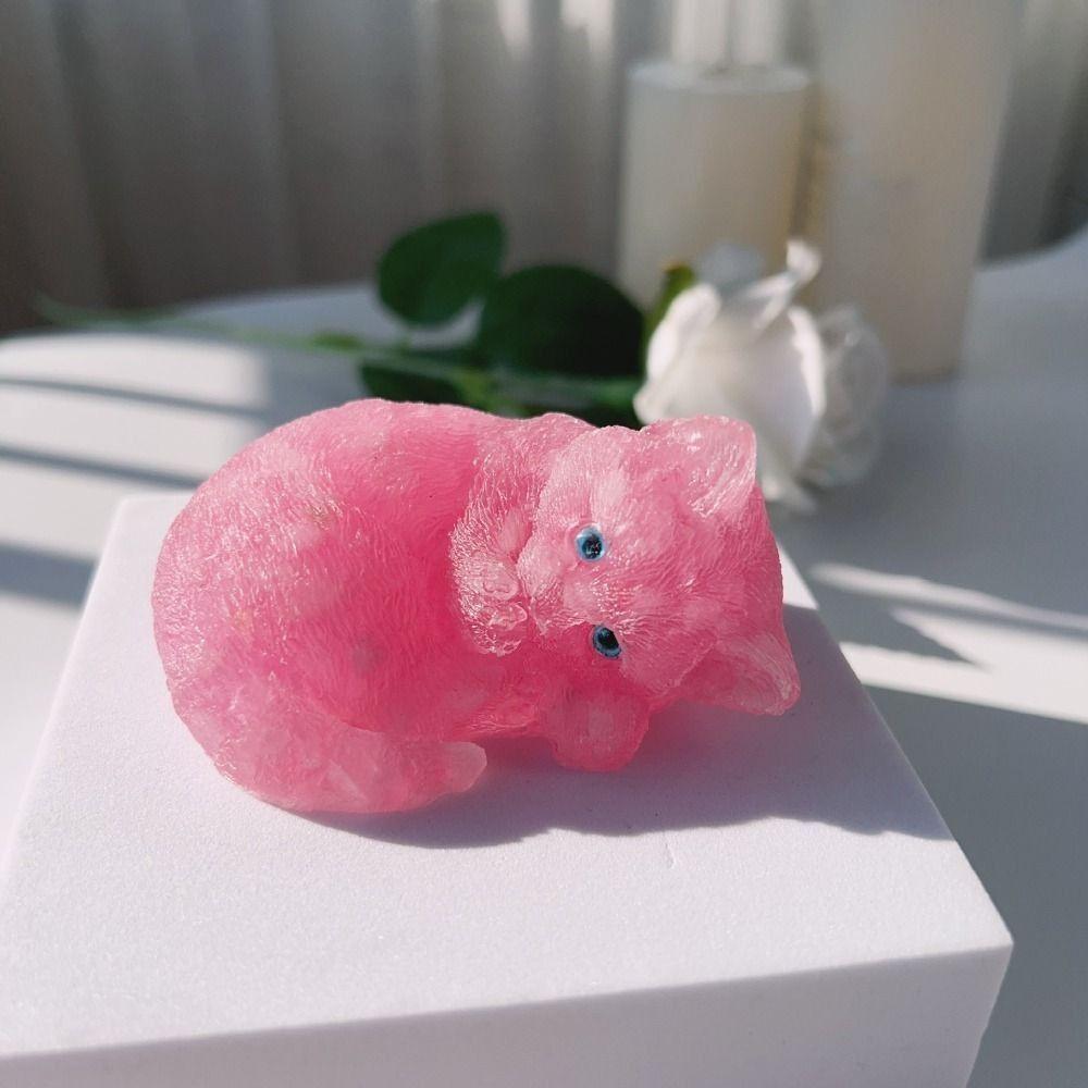 Exquisite Lucky Cat Stone Figurine Mini Cartoon Wealth Cat Model  Bedroom