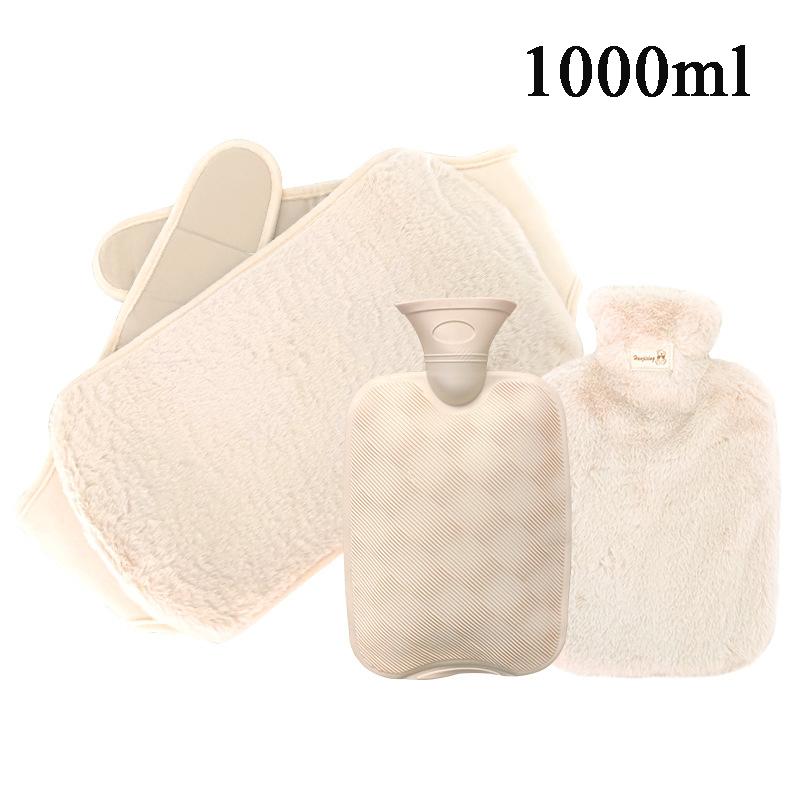 Explosion-Proof Hot Water Bottle with Plush Cloth Cover Belt Winter Hand Foot Abdomen Warmer Reusable Hot Water Bag Pouch