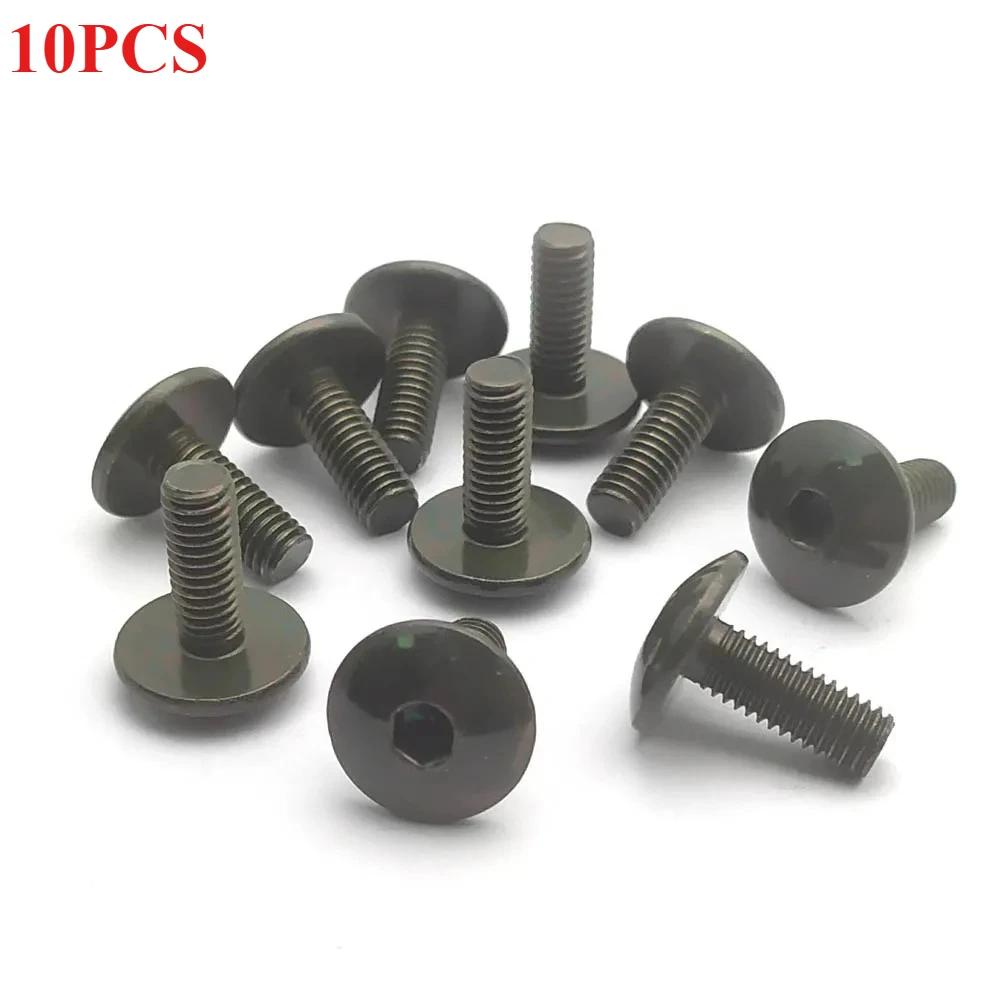 10-20pcs Big Flat Round Head Inner Hexagon Screw Bolt M6 6mm M6X16 Dark Silver for Motorcycle Scooter ATV Moped Plastic Cover