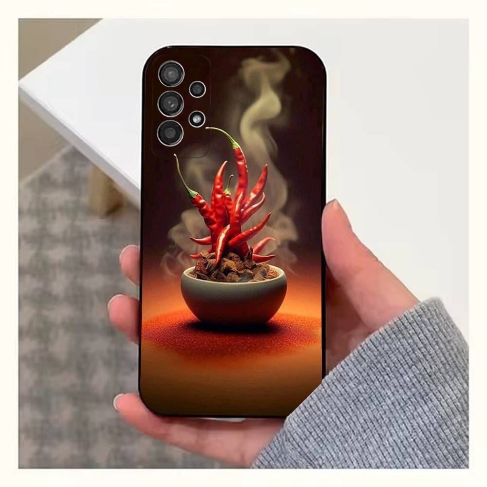 Pattern Red Chilli Pepper Case For Samsung S23,S25,S20,S10,S9,S21,S24,S22,Ultra,FE,Plus,Lite,Soft Silicone Black