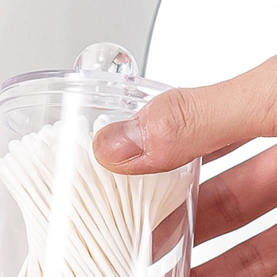 2/4Pcs Cotton Swab Holders Bathroom Storage Boxes with Lid Large Capacity Transparent Design Cotton Ball Floss Jar Containers