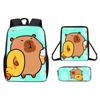 Cartoon Capybara Pattern Backpack Shoulder Bag Pencil Case Three Piece Set