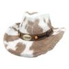 Winter Plush Cowboy Hats with Cow Pattern Design for Women Men Unisex Cold Weather Wide Brims Western Cap Party Props