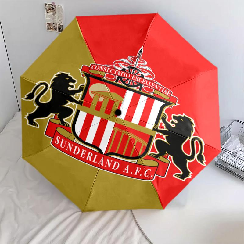 1 PC Automatic Folding Umbrella - Sunderland Afc Pattern Portable Foldable Design With 8 Ribs Christmas Birthday Gifts