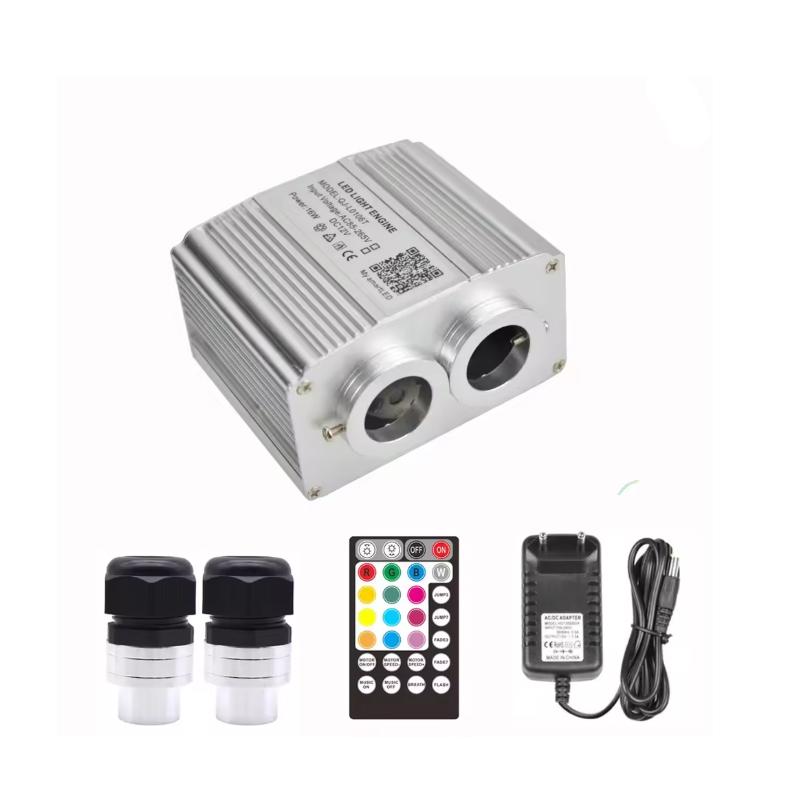 2 Port 16W Meteor Ceiling Car Roof Shooting Star Light LED Fiber Optic Light Starry Sky Lamp APP Music Remote Control Kit