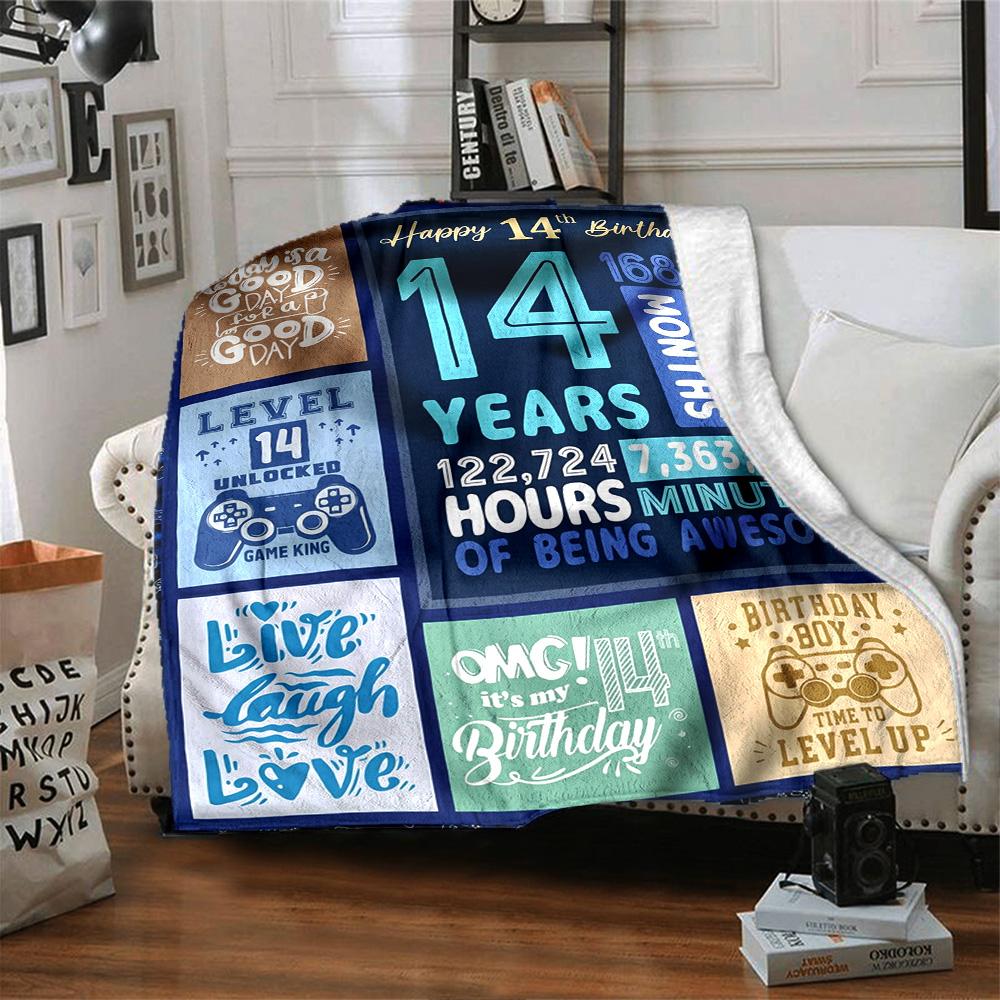14Th Birthday Celebration Multi-purpose Blanket Comfortable Ure Versatile Picnics Four Seasons Universal Warmthful Decor and Friends Y8