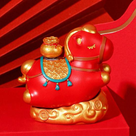 Chinese Style Cartoon Horse Figurine Bring Good Luck Fortune Hand-painted Resin Pony Statue Home Office Desktop Feng Shui Decoration Ornament