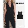 Za2024 Autumn New Women's Clothing Minimalist Ring-Shaped Stitching V Neck Sleeveless Vest Vest 1608329