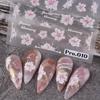 5D Embossed Nail Stickers Pink Peony Lily Rose Flowers Design Self-Adhesive Nail Transfer Sliders Decals DIY Manicure Decals