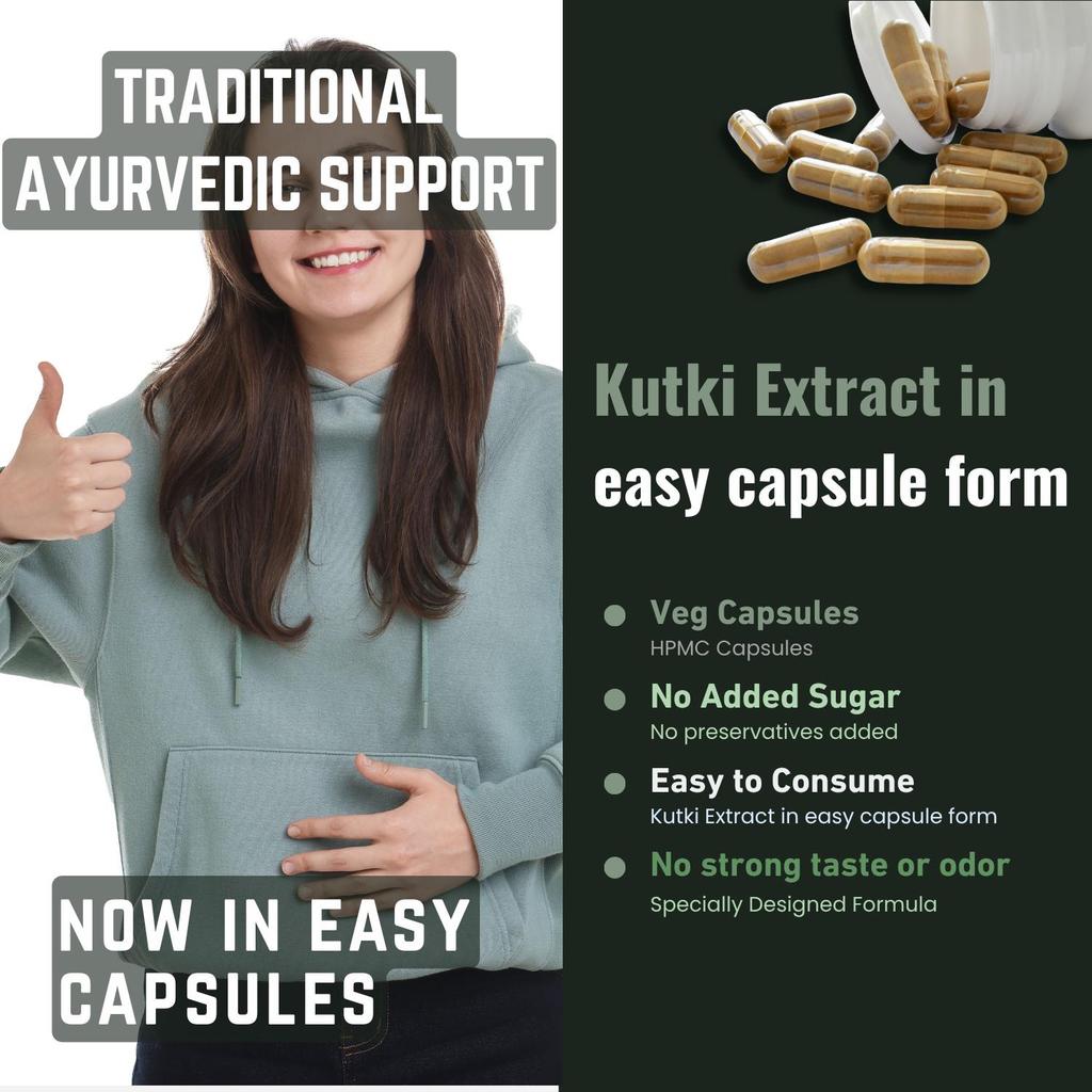 Kutki Capsules | Picrorhiza Kurroa | 60 Count | Veg Capsules