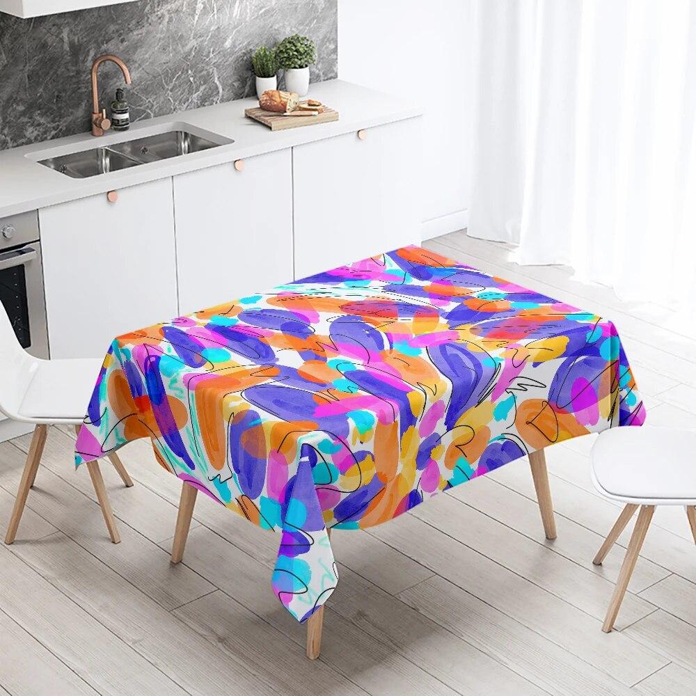 Psychedelic Colorful Leaf Tablecloth Rectangle  Wedding Party Decoration Restaurant Table Kitchen Home Decor