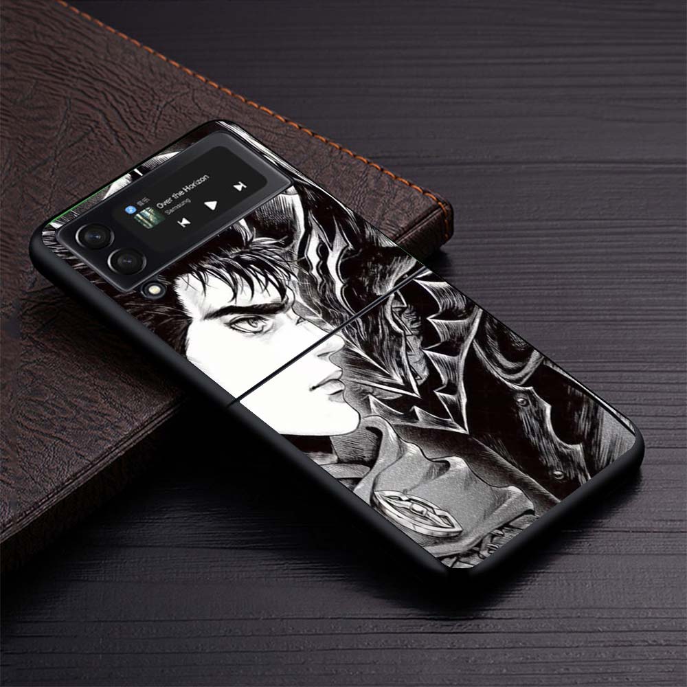 Black White G-Guts B-Berserks Hard Black Cover for Samsung Galaxy Z Flip 7 6 5 4 3 5G Phone Case Flip7 Flip6 Flip5 Flip4 Flip3 P