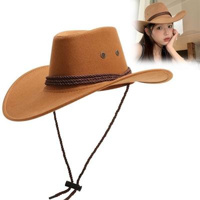 Filz Fedora Hüte mit großem Rand Ethnische Stil Mongolische Kappen Mode Western Cowboyhut Unisex