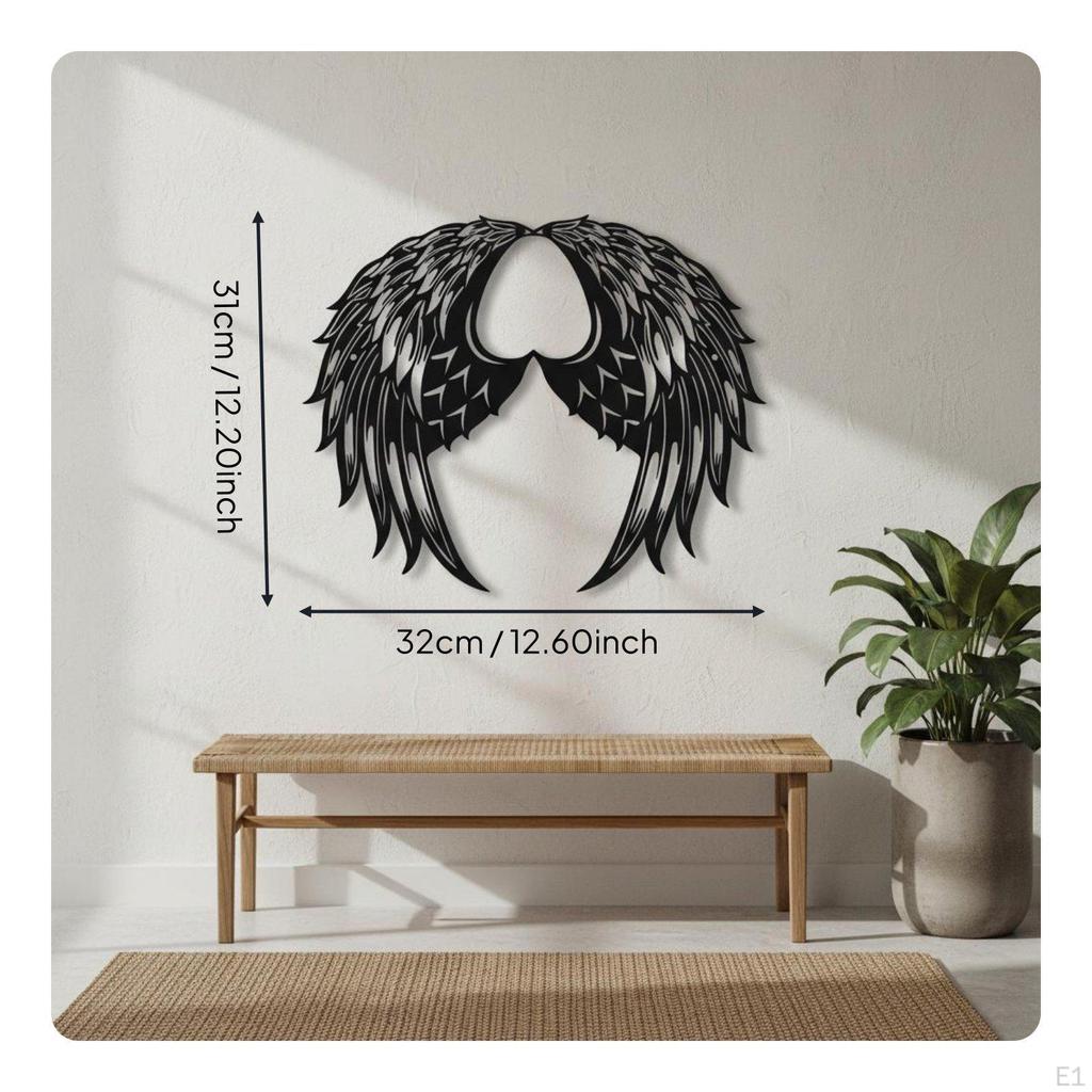 Angel Wing Wall Decor Hollowout Crafted Metal Sculpture for Living Room, Bedroom, Garden
