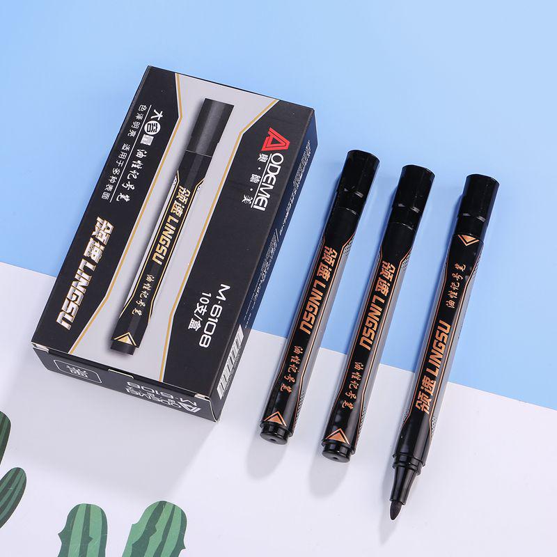 Large Capacity 10-Pack Single Round-tip Marker Pens for Line Marking and Journals