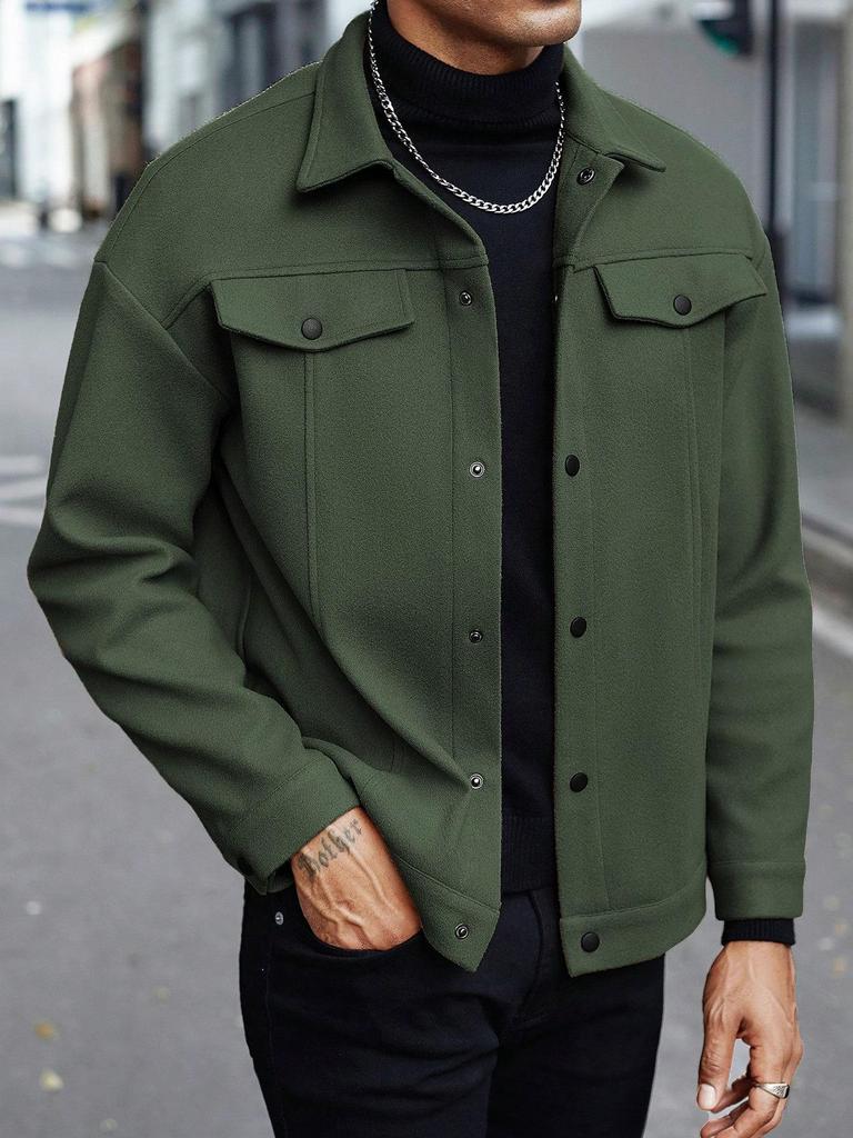 Autumn & Winter Lapel Woolen Men's Coat - Casual Sport Business Jacket