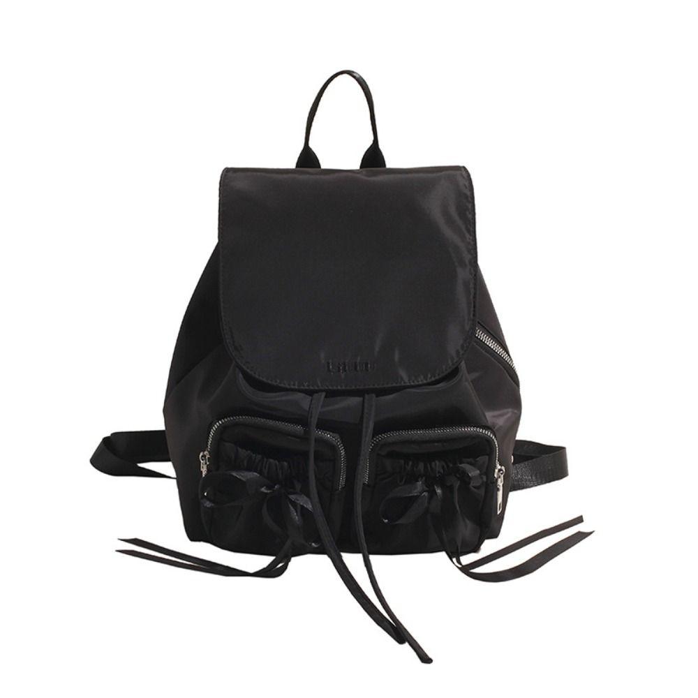 Korean Style Nylon Bag Bowknot Bow Shoulder Bag Casual Drawstring Backpack  Office Worker