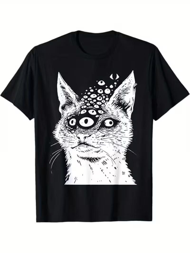 

2025 New Casual Short Sleeve T-Shir Print Cotton Regular Fit Round Neck Breathable Loose Unisex Tee Men Women Clothing 4XL