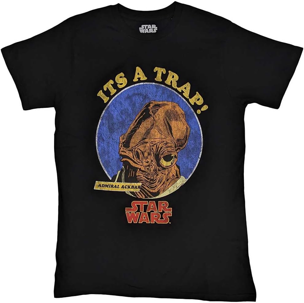 Star Wars T Shirt Ackbar It s A Trap Official Mens Black Unisex T-Shirt L