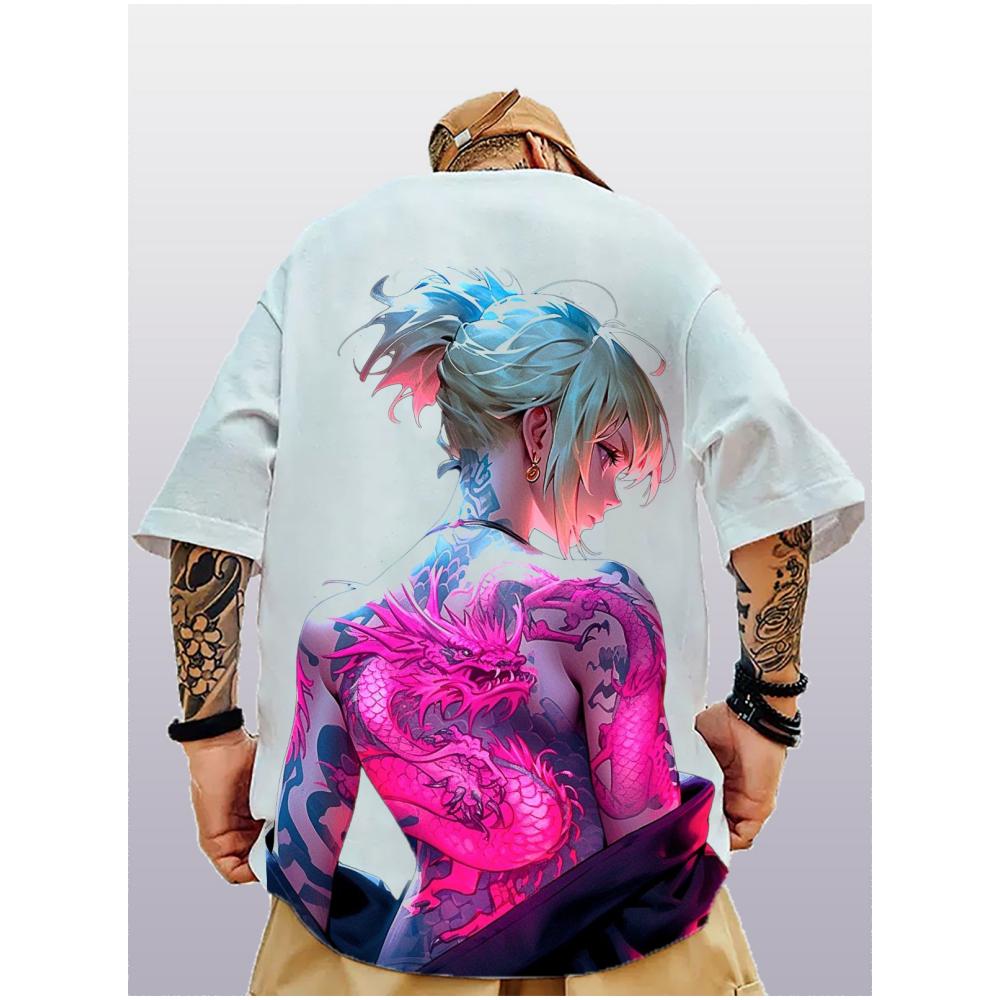 New Anime Pattern Printing Men's T-Shirt Tops Summer T Shirt Short Sleeved Clothing Loose Oversized Casual Street Tees Men Tops