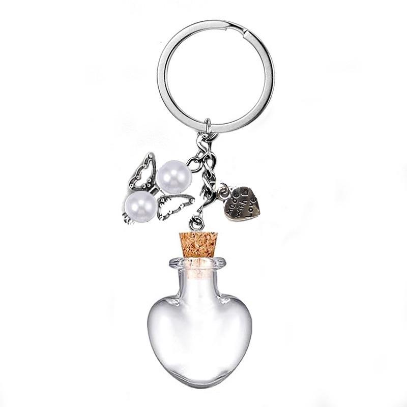 Chaveiro de Garrafa Vazia de Vidro Pingente Transparente Frascos de Óleos Essenciais Perfume Mini Garrafa dos Desejos Chaveiro Para Artesanato DIY