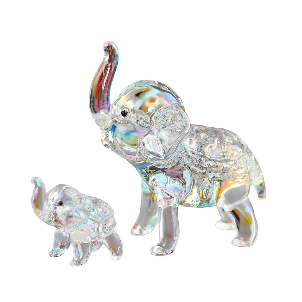 Elegant Elephants Figurine Collection, Crystal Carvings Elephants Statues for Home Or Office Decorative Art