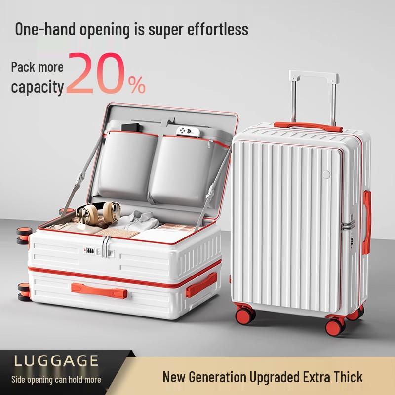 Women s Large-Capacity Trolley Suitcase: 20-inch Side-Opening, Deep Compartment, 24-inch Multifunctional Password-Protected Travel Case 20-inch Plus - Carry-on, Deep Compartment