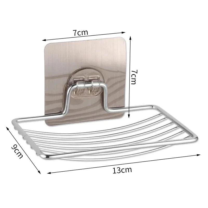 

Мыльница из нержавеющей стали, без дырокола, без гвоздей, для ванной комнаты, однослойная сливная настенная подвесная присоска, коробка для мыла, свет, роскошная полка серебряный