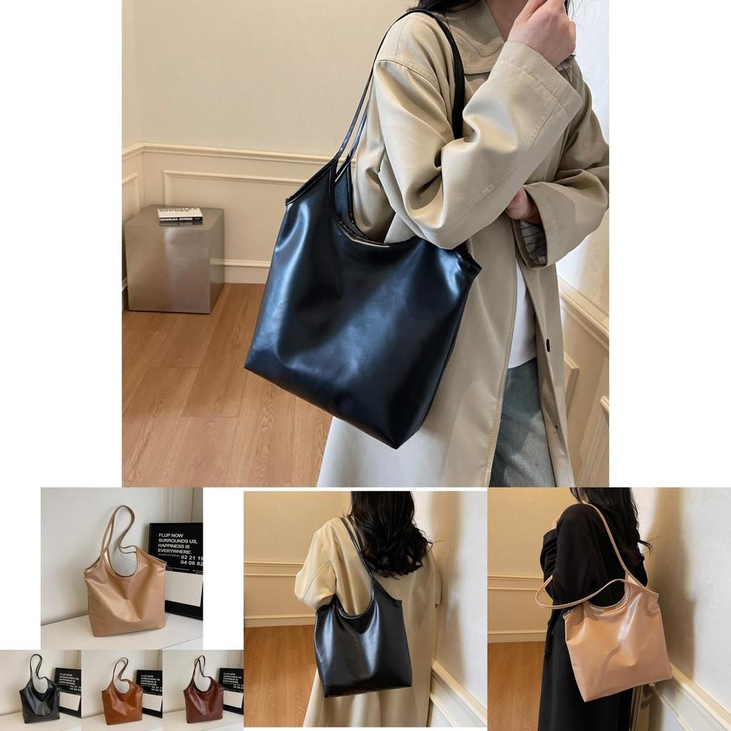 New Winter Large Capacity Women's Tote Bag Stylish Solid Color Pu Duffle Bag