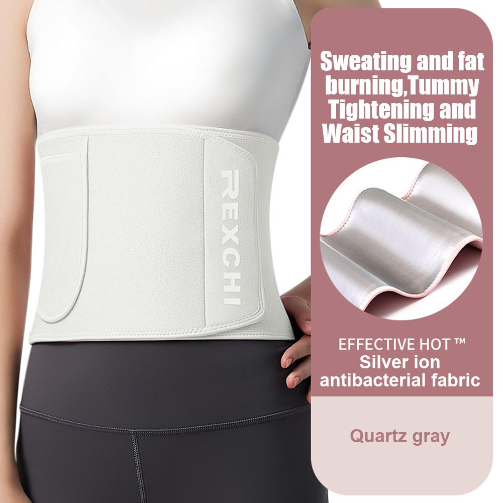 Пояс для похудения с серебряными ионами, триммер для талии, тренажер для тела, пояс для сауны с многофункциональными карманами HY07; Quartz Grey #1
