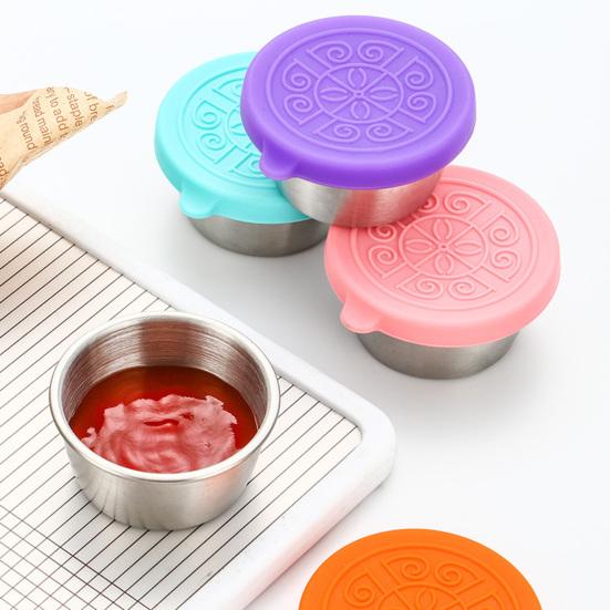 1 sada 40ml šálku na omáčky se silikonovým víčkem Dobré utěsnění Netěsnost Venkovní piknik Přenosná nádoba na salát Denní použití